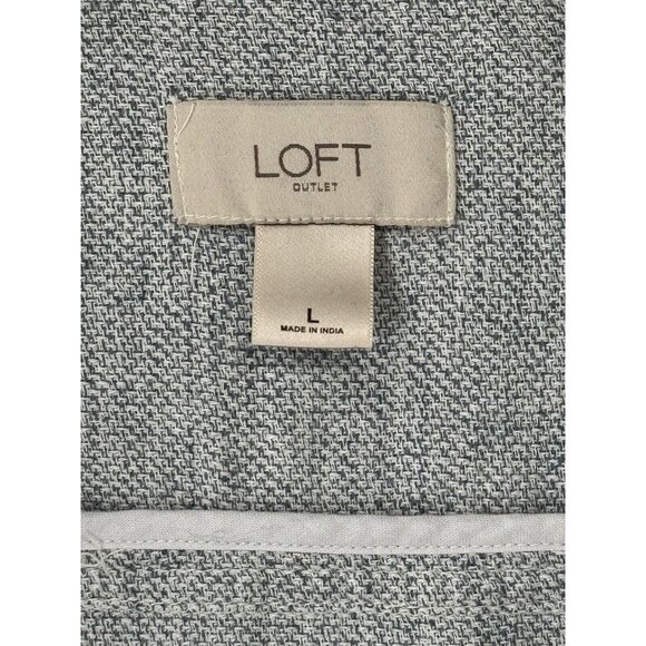 Loft Linen Cotton Blend Moto Jacket Women's Size Large Blue pockets - Picture 5 of 9